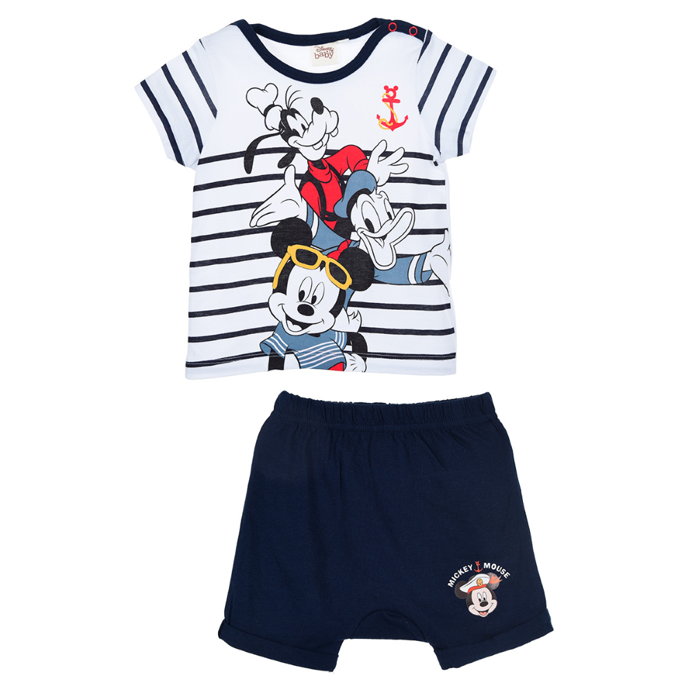 Completo Short + T-Shirt Topolino DISNEY Bambino Neonato Sun City - We0028blu