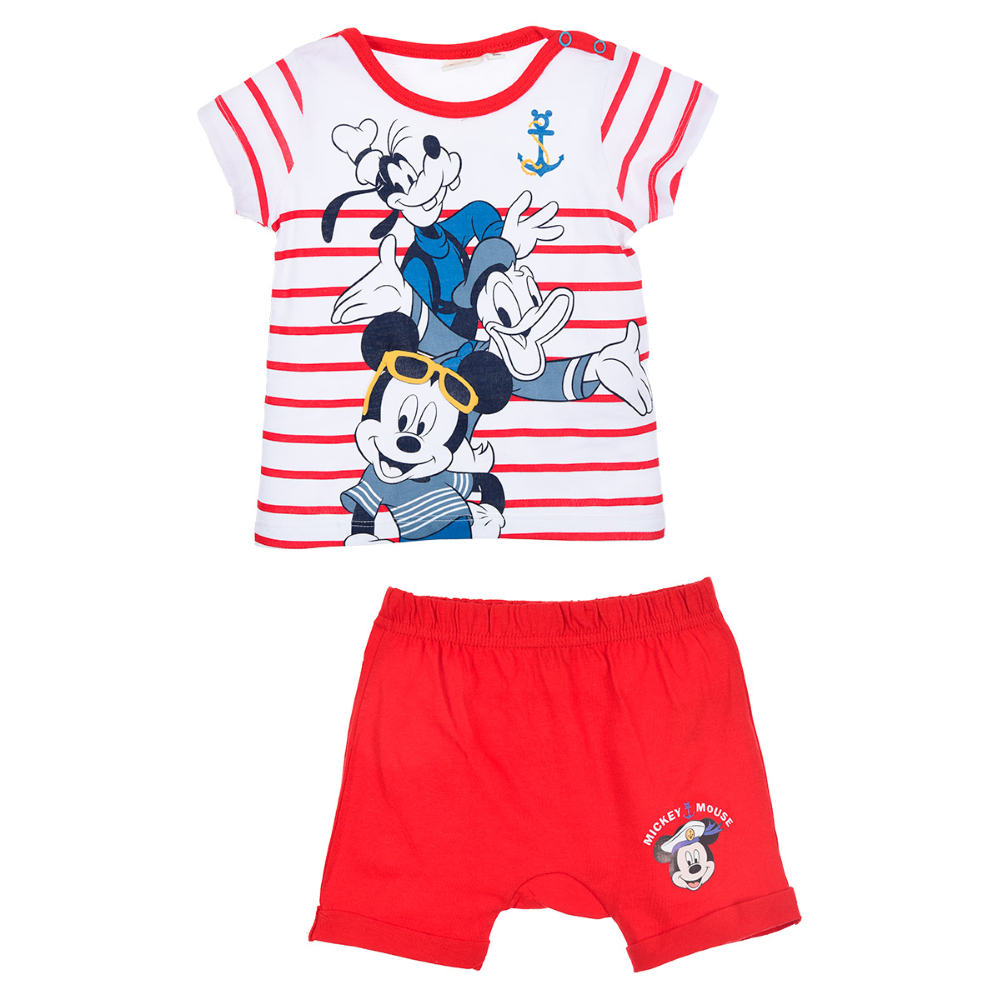 Completo Short + T-Shirt Topolino DISNEY Bambino Neonato Sun City - We0028rosso