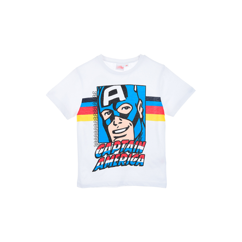 T-Shirt M.c. Capitan America MARVEL Maglietta Bambino Sun City 3/8 Anni - We1025bianco