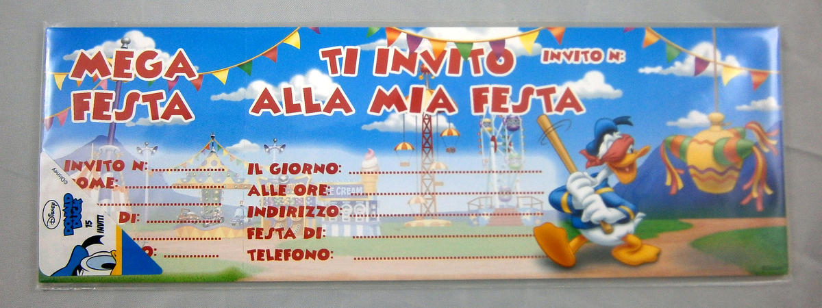 Biglietti di Inviti per Feste 15 Pz DISNEY Paperino Bendato