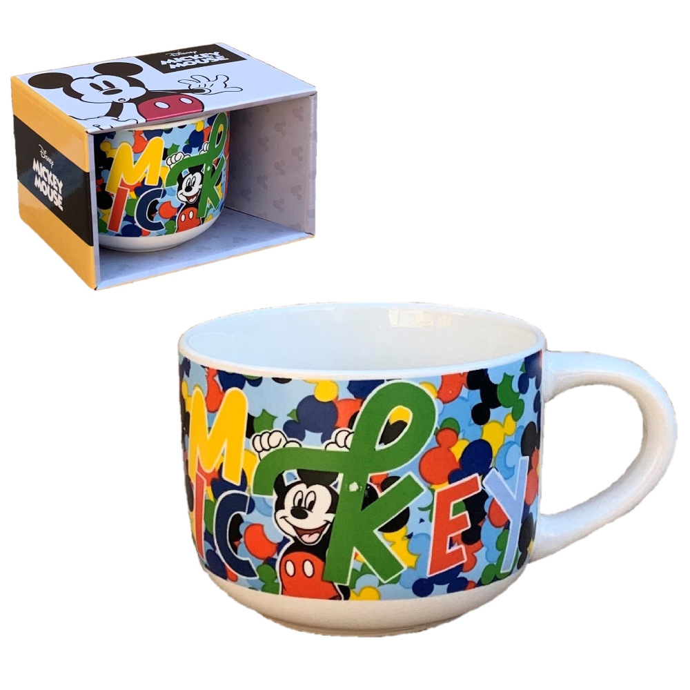 Tazza Larga Jumbo Topolino DISNEY Mickey Mouse in Ceramica 380 Ml Confezione Regalo - D06588mc