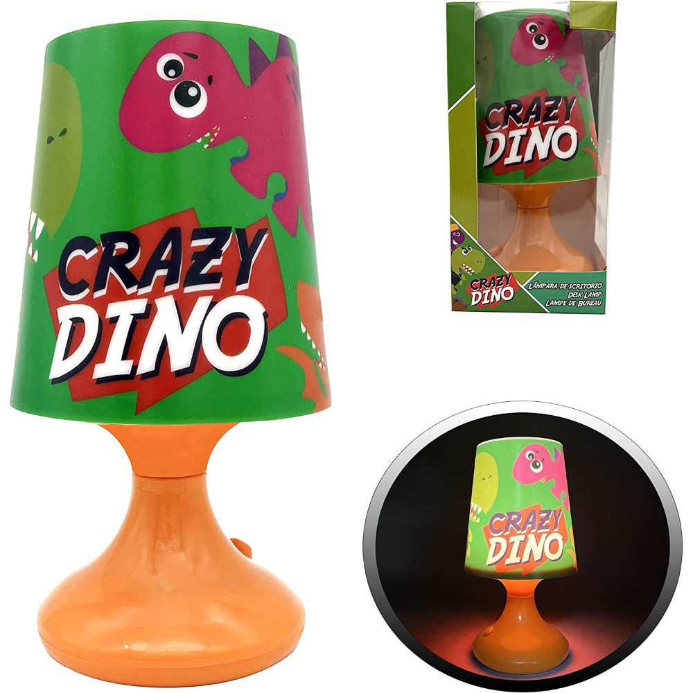 Luce Lampada Crazy Dino Dinosauri Comodino a Batterie Confezione Regalo - Kl10791