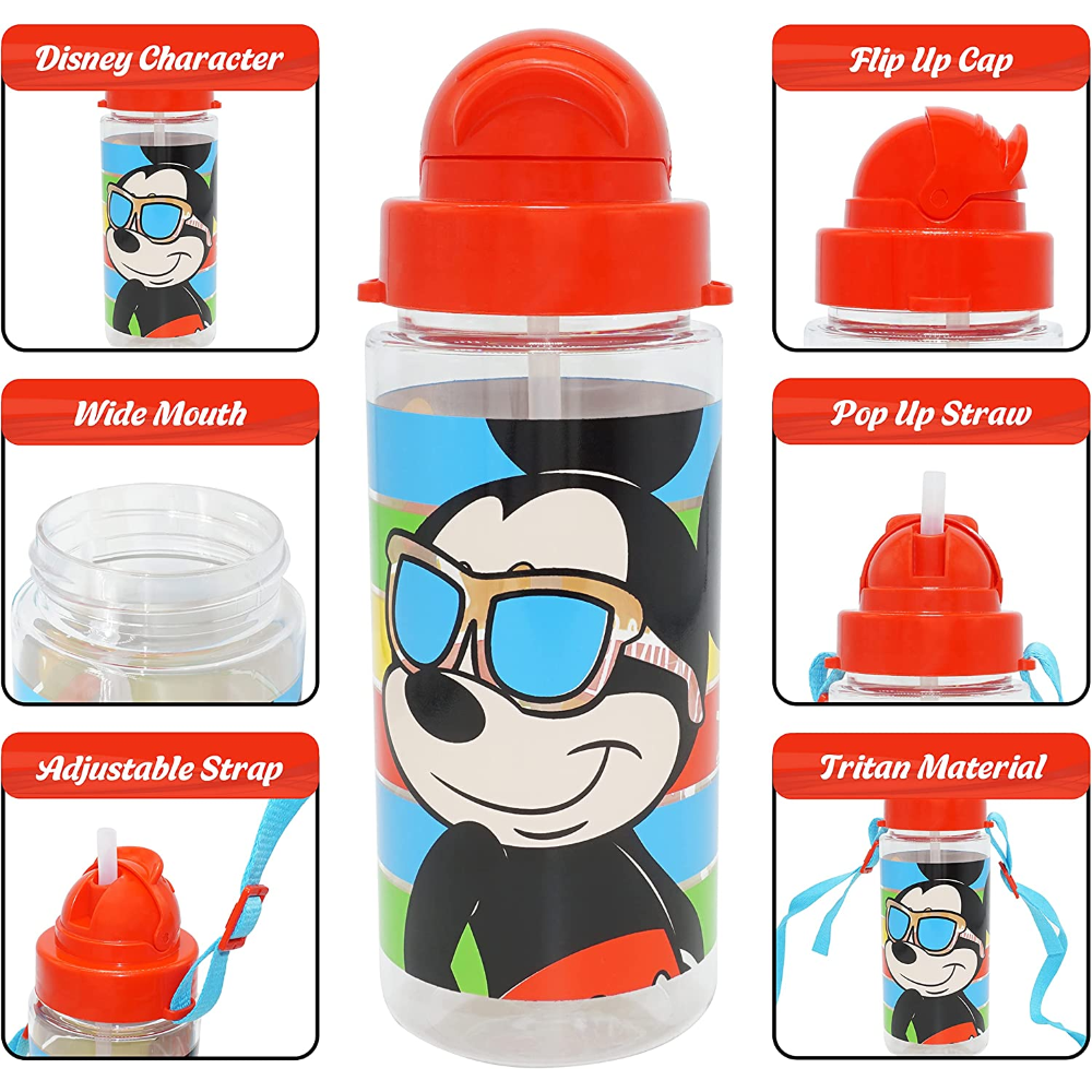 Borraccia in Tritan con Cannuccia Mickey Mouse DISNEY Topolino 500 Ml - 840357