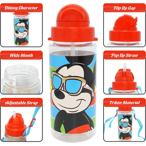 Borraccia in Tritan con Cannuccia Mickey Mouse DISNEY Topolino 500 Ml - 840357