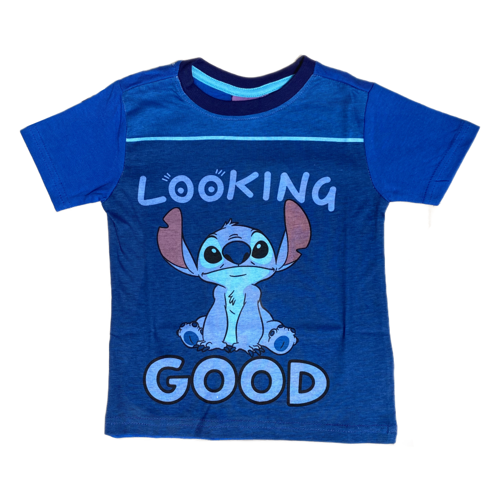 Pigiama Estivo Stitch DISNEY T-Shirt Maniche Corte Short 100% Cotone Bambino - Lil23-0398