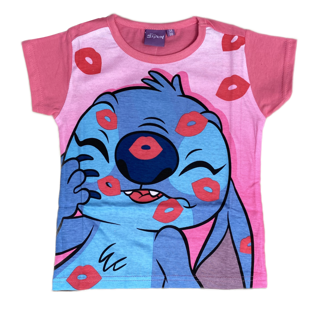 Pigiama Estivo Stitch DISNEY T-Shirt Maniche Corte Short 100% Cotone Bambino - Lil23-0176
