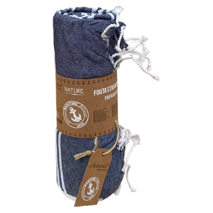 Telo Fouta in Cotone 90 X 180 CM Mare Piscina Casa - 67.00525.99bluscuro