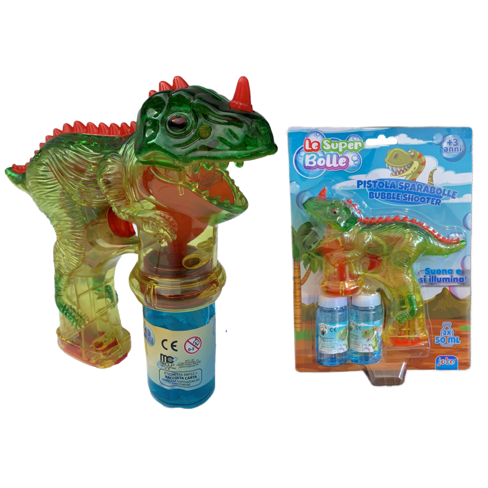 Pistola Sparabolle di Sapone Dinosauro con Luci e Suoni Gioco per Bambini - Wnt0008
