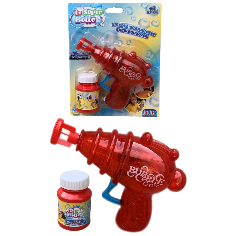Pistola Sparabolle di Sapone Rossa a Frizione con Luci Gioco per Bambini - Wnt0003
