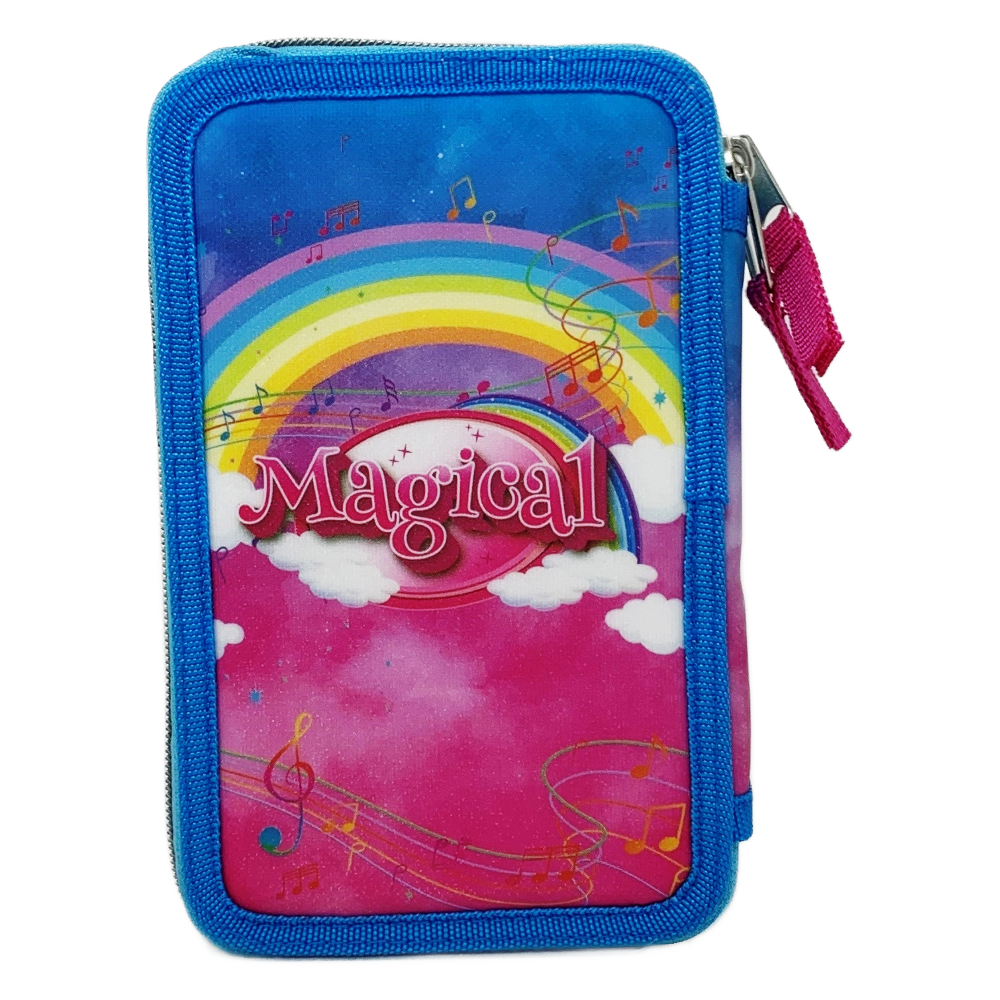 Zaino + Astuccio 3 Zip Unicorno Estensibile Scuola Elementare Colori Giotto