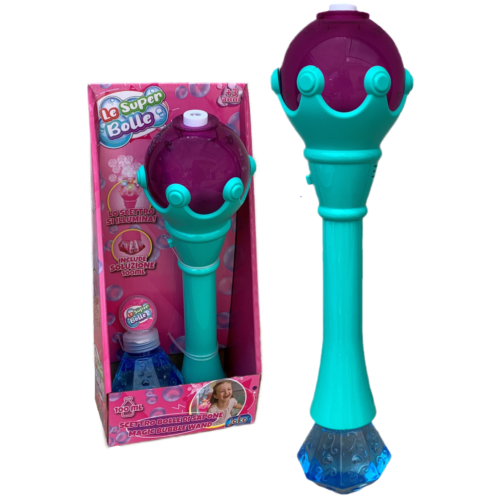 Scettro Sparabolle di Sapone Azzurro con Luci e Suoni Gioco per Bambini - Wnt0032