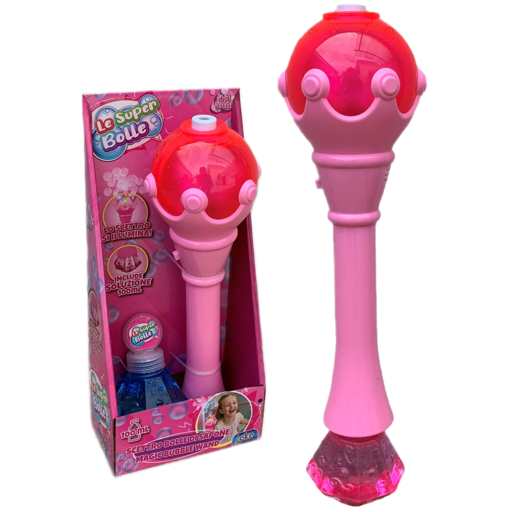 Scettro Sparabolle di Sapone Rosa con Luci e Suoni Gioco per Bambini - Wnt0032