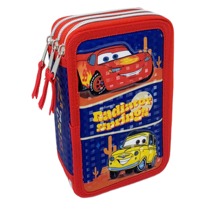 Astuccio Scuola 3d Cars DISNEY Saetta Mcqueen Multiscomparto 3 Zip Portacolori Pennarelli Giotto - Ca0832