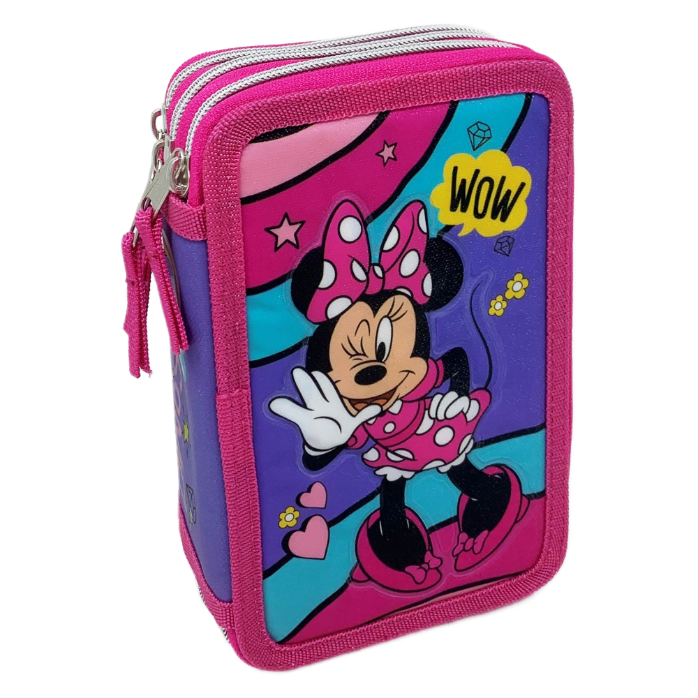 Astuccio Scuola 3d Minnie DISNEY Multiscomparto 3 Zip Portacolori Pennarelli Giotto - Min0832