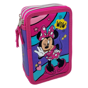 Astuccio Scuola 3d Minnie DISNEY Multiscomparto 3 Zip Portacolori Pennarelli Giotto - Min0832