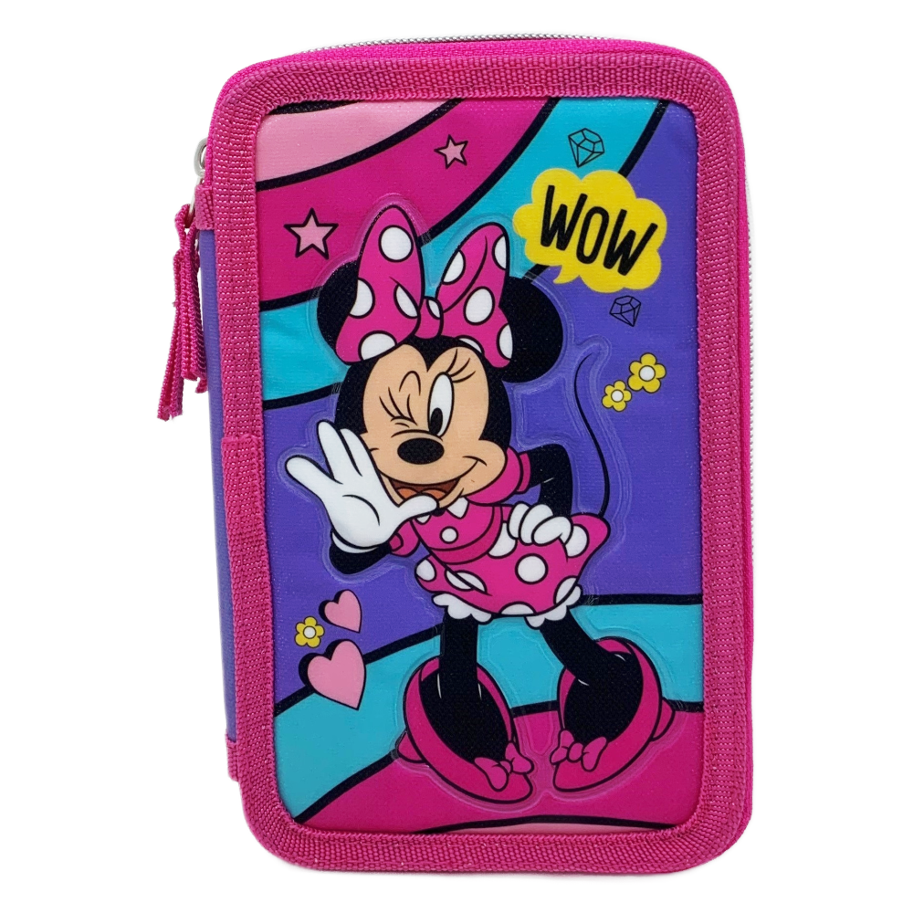 Astuccio Scuola 3d Minnie DISNEY Multiscomparto 3 Zip Portacolori Pennarelli Giotto - Min0832