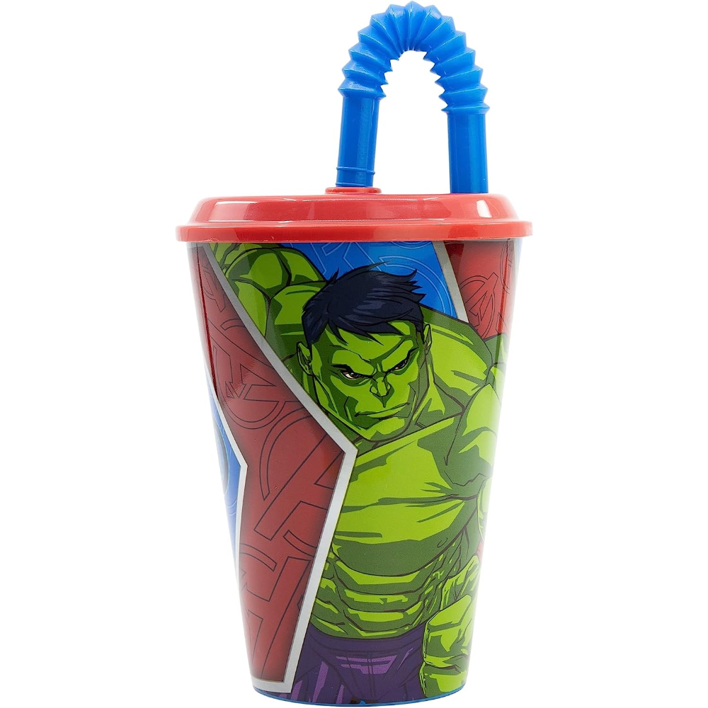 Bicchiere con Cannuccia Avengers MARVEL Semirigida Ml.430 - 74130