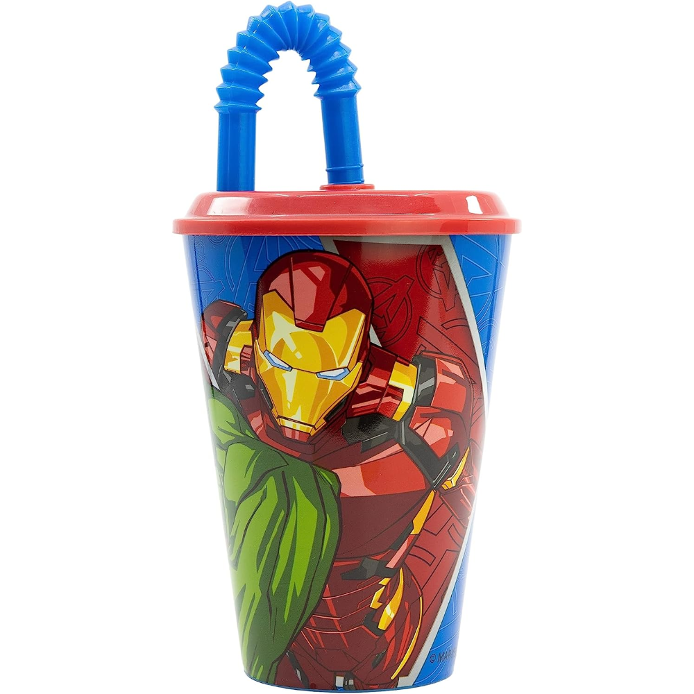 Bicchiere con Cannuccia Avengers MARVEL Semirigida Ml.430 - 74130