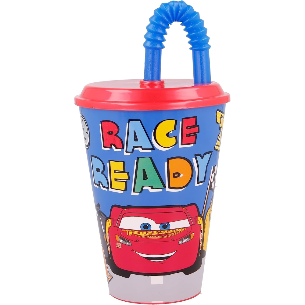 Bicchiere con Cannuccia Cars DISNEY Saetta Mcqueen Semirigida Ml.430 - 51530