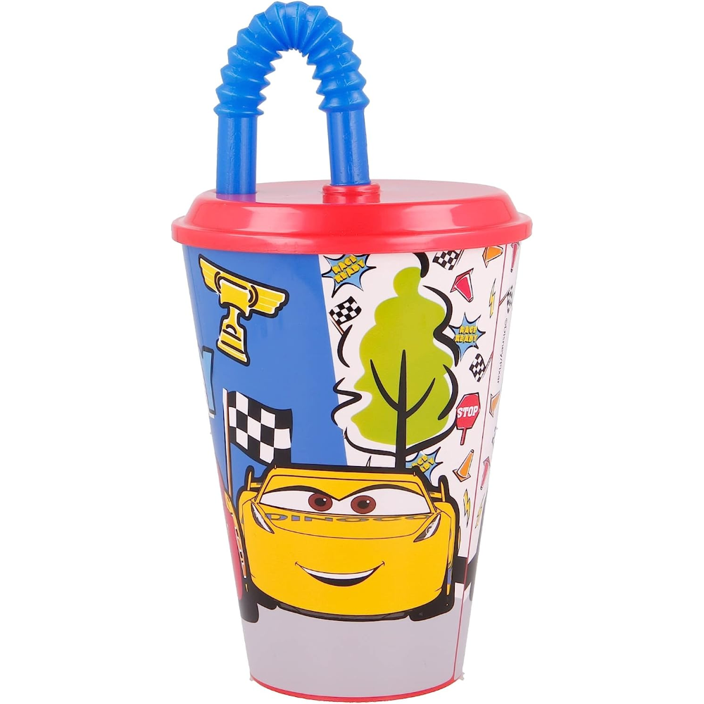 Bicchiere con Cannuccia Cars DISNEY Saetta Mcqueen Semirigida Ml.430 - 51530