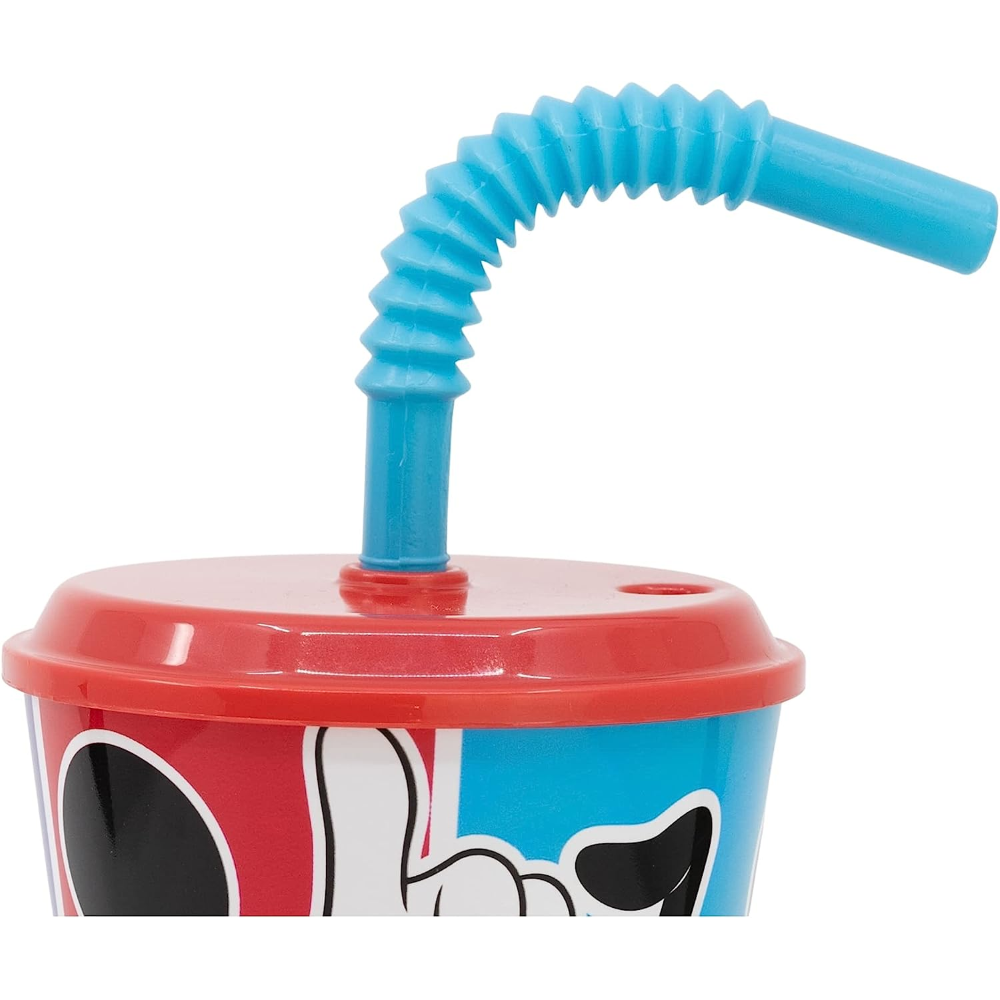 Set Bicchiere con Cannuccia e Portamerenda Topolino DISNEY 2 Pezzi in Plastica Riutilizzabile Bpa Free