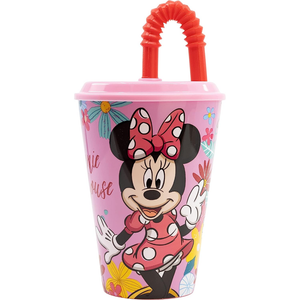 Set Bicchiere con Cannuccia e Portamerenda Minnie DISNEY 2 Pezzi in Plastica Riutilizzabile Bpa Free