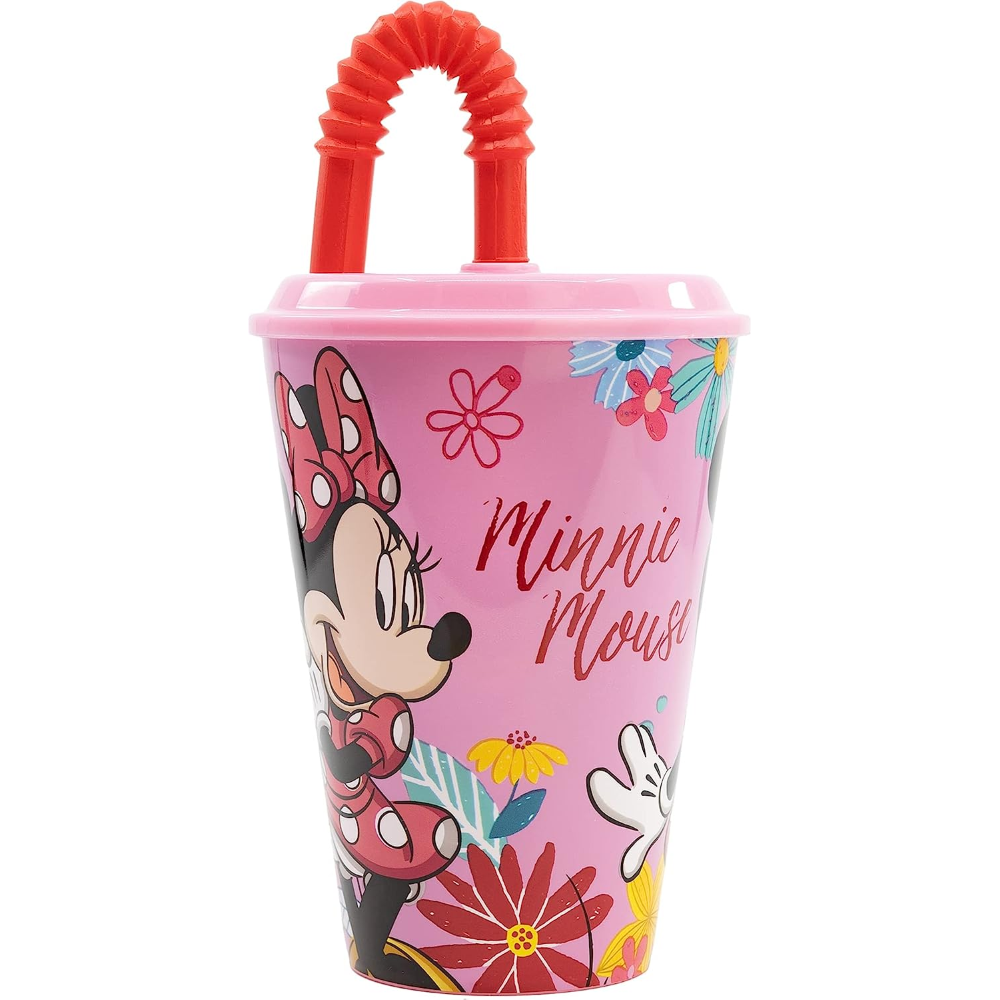 Bicchiere con Cannuccia Minnie DISNEY Semirigida Ml.430 - 74430