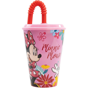 Set Bicchiere con Cannuccia e Portamerenda Minnie DISNEY 2 Pezzi in Plastica Riutilizzabile Bpa Free
