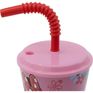 Set Bicchiere con Cannuccia e Portamerenda Minnie DISNEY 2 Pezzi in Plastica Riutilizzabile Bpa Free