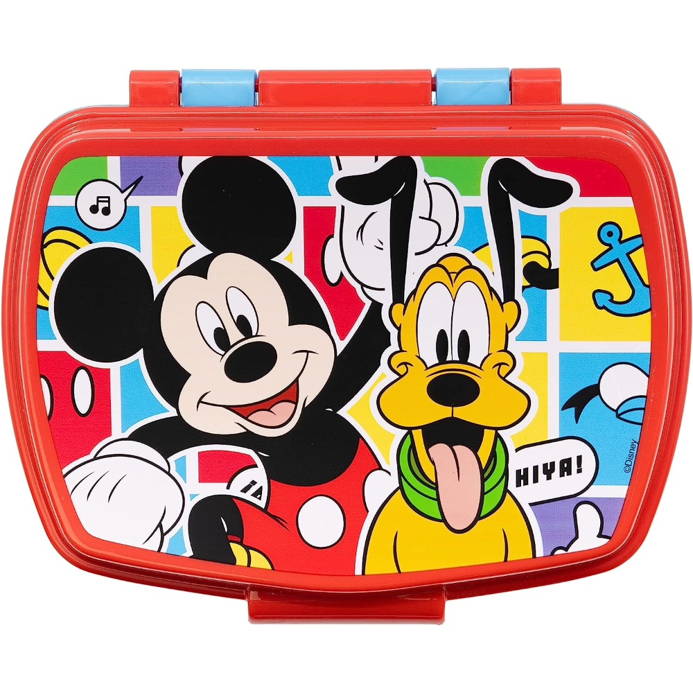 Set Bicchiere con Cannuccia e Portamerenda Topolino DISNEY 2 Pezzi in Plastica Riutilizzabile Bpa Free