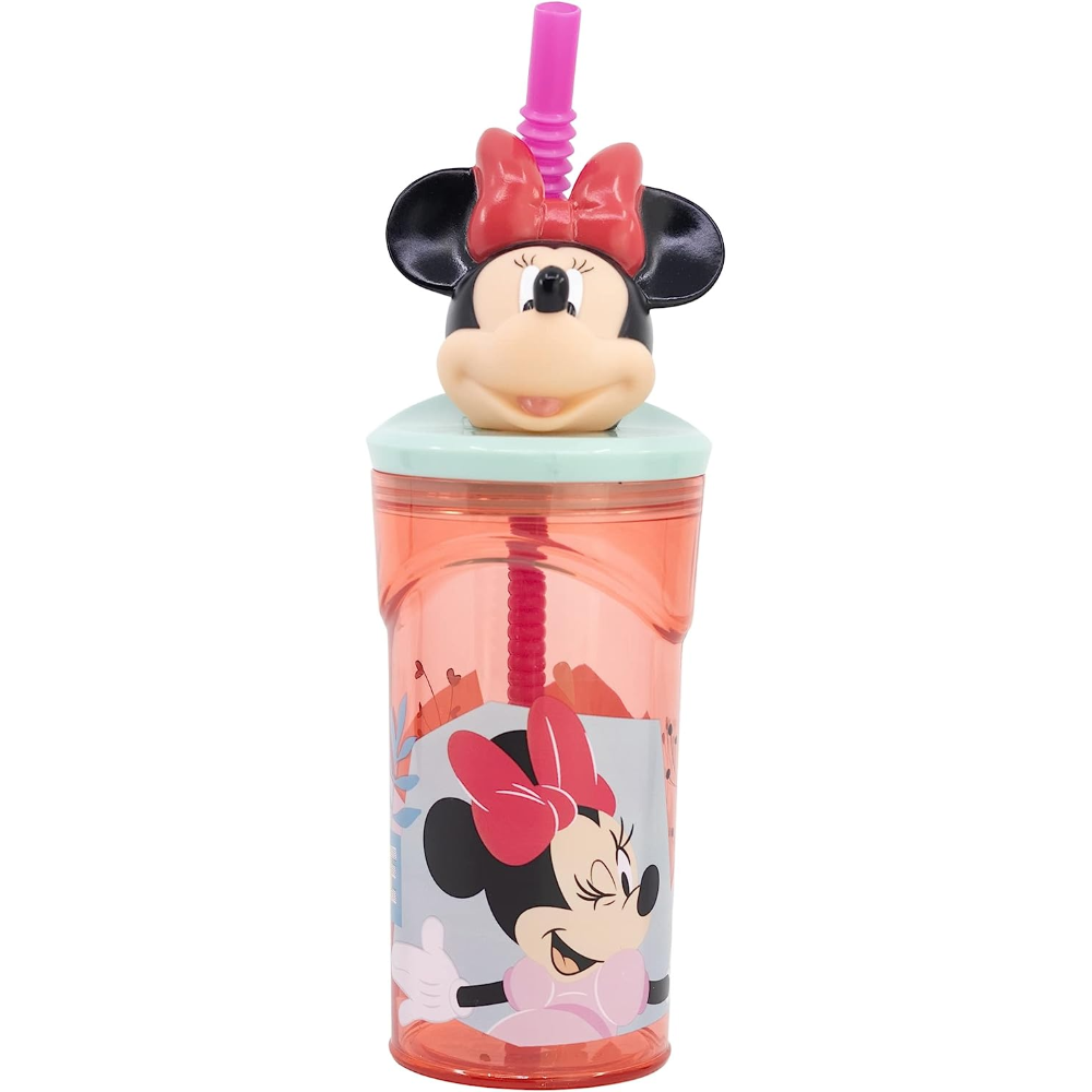 Bicchiere con Cannuccia Minnie DISNEY Personaggio 3d Bpa Free 360 Ml - 74466
