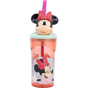 Bicchiere con Cannuccia Minnie DISNEY Personaggio 3d Bpa Free 360 Ml - 74466