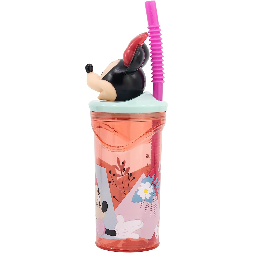 Bicchiere con Cannuccia Minnie DISNEY Personaggio 3d Bpa Free 360 Ml - 74466