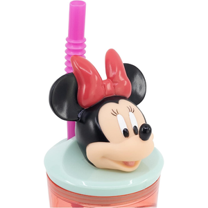 Bicchiere con Cannuccia Minnie DISNEY Personaggio 3d Bpa Free 360 Ml - 74466