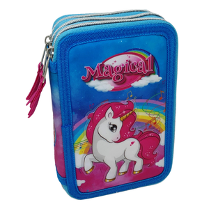 Zaino + Astuccio 3 Zip Unicorno Estensibile Scuola Elementare Colori Giotto