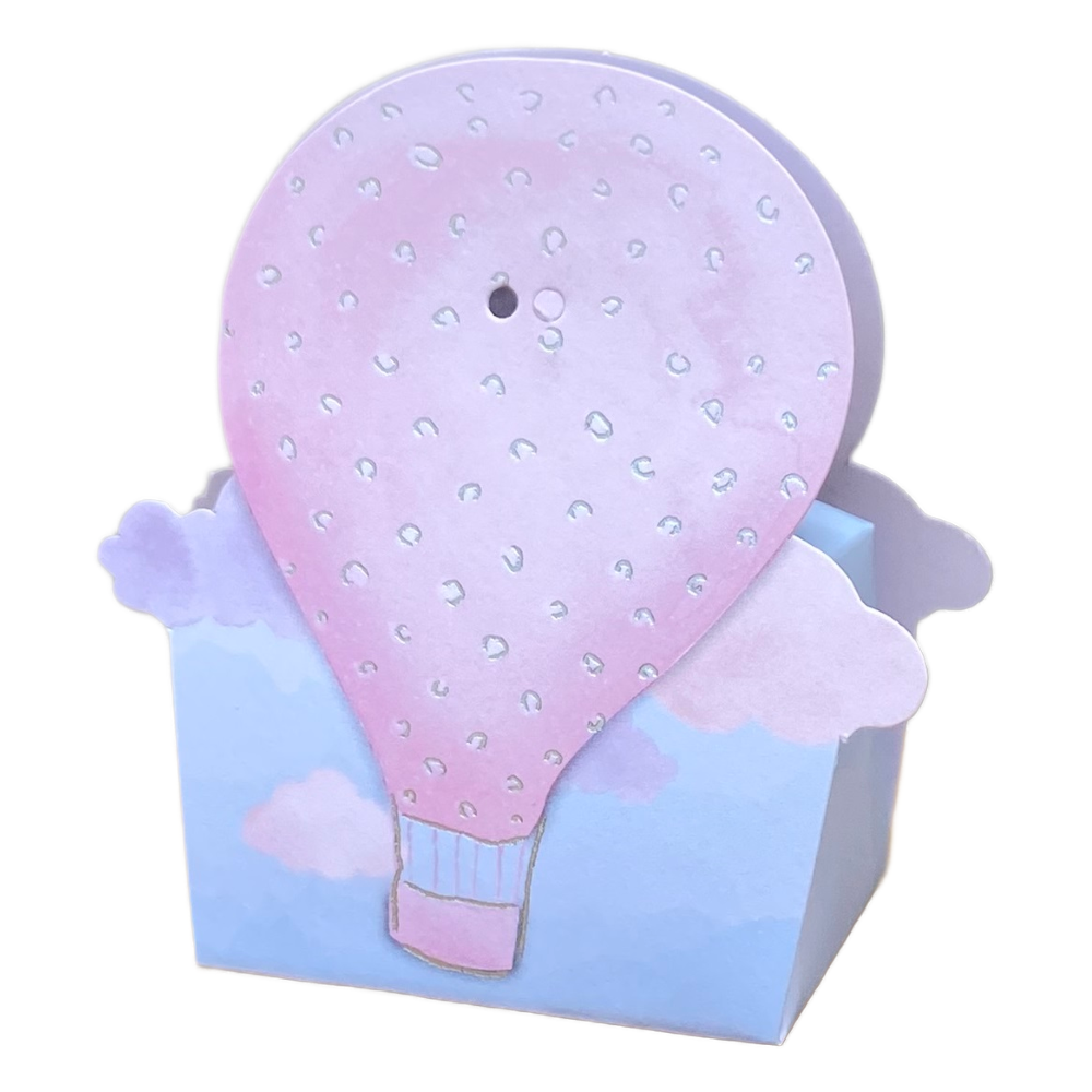 Bomboniera Astuccio Mongolfiera Rosa Kit 10 Pezzi Scatoline Senza Confetti Cerimonie