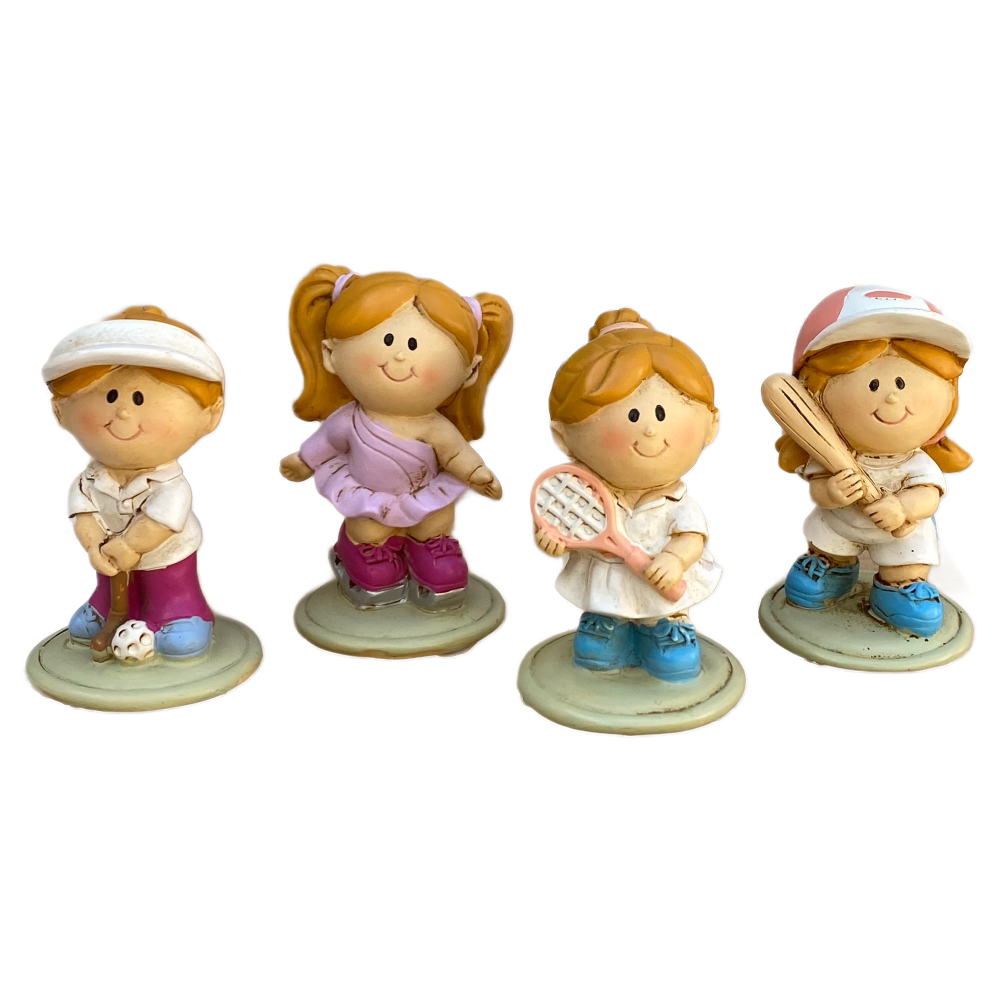 Bomboniera Statuina in Resina Bimba Atleta Baseball Tennis Golf Pattinaggio 6 CM per Cerimonie
