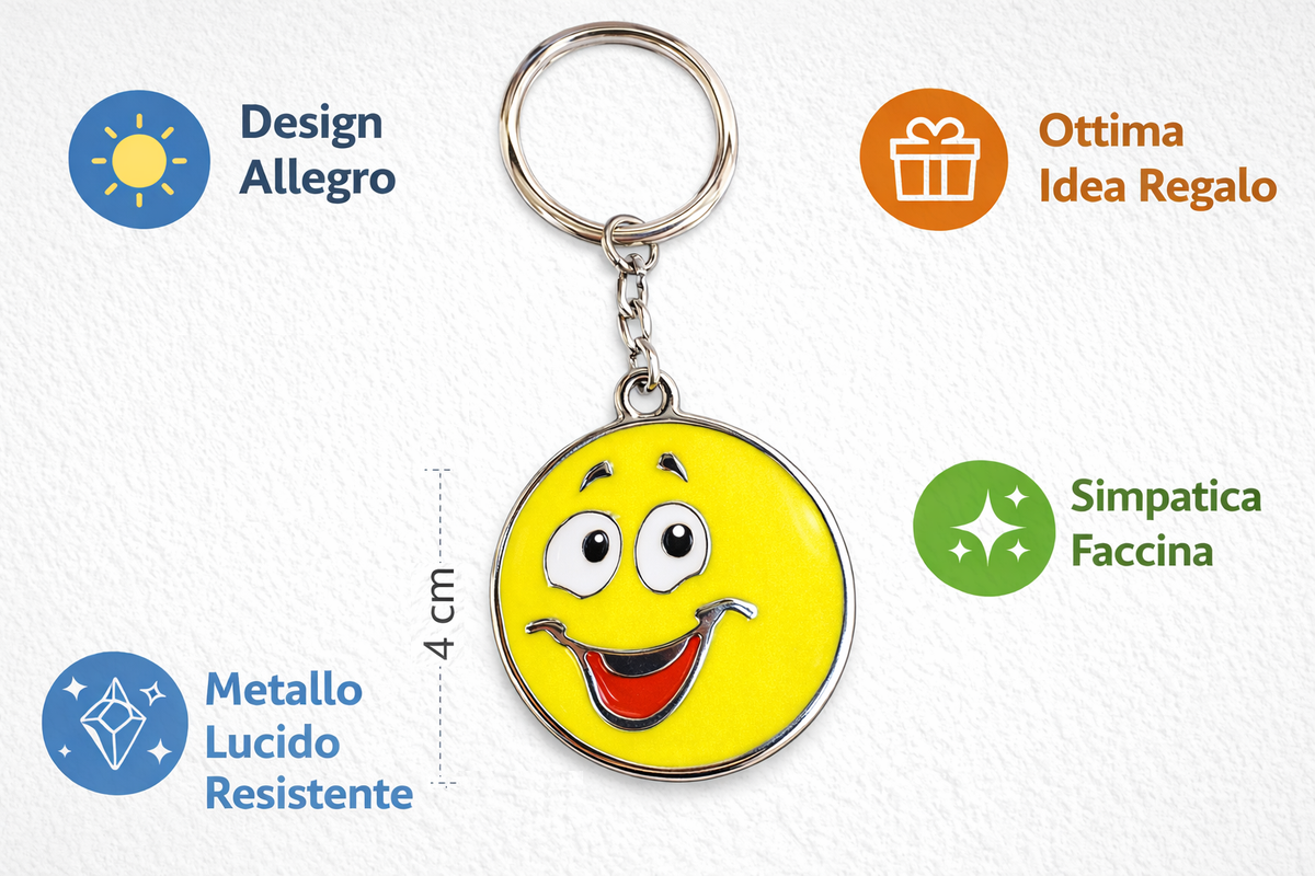 Portachiavi Smile Risata in Metallo Colorato con Cm.9 - R066800
