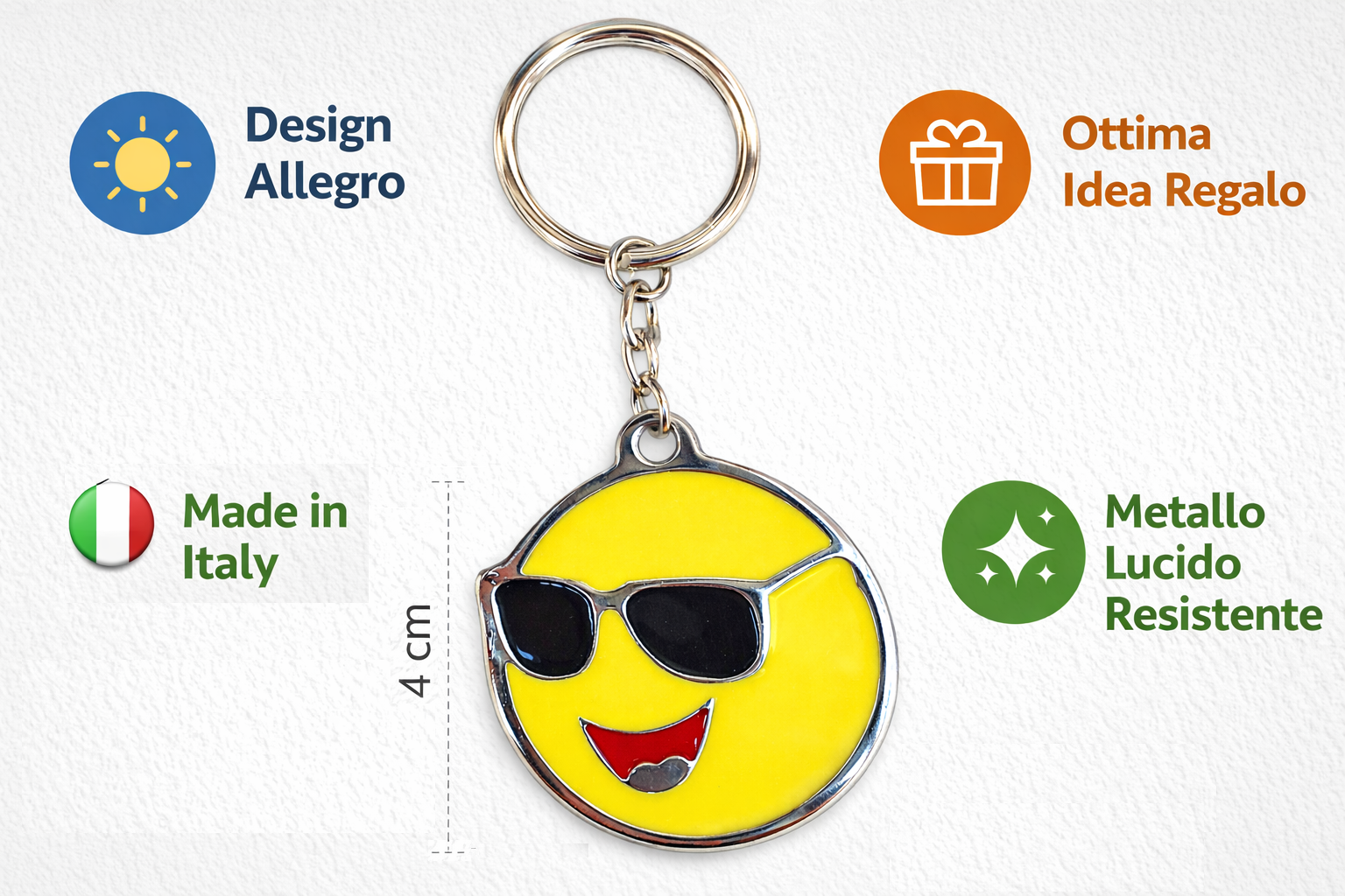 Portachiavi Smile Occhiali in Metallo Colorato con Cm.9 - R066900