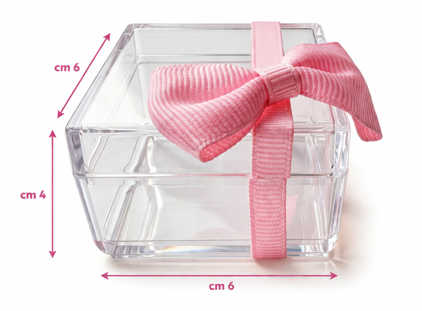 Bomboniera Scatolina Quadrata con Nastrino Rosa Cm. 5x5x3 - P061211