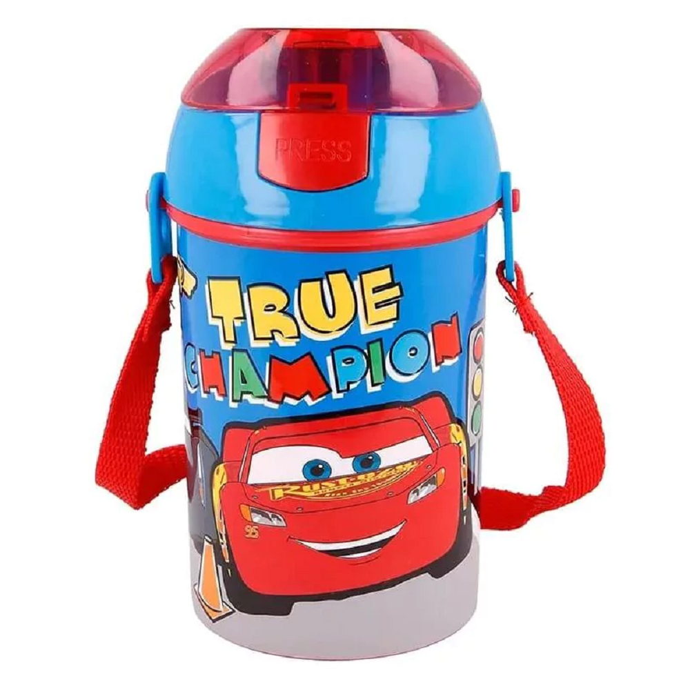 Borraccia Pop-Up Cars DISNEY Bottiglia in Plastica Riutilizzabile con Tracolla 450 Ml - St51569