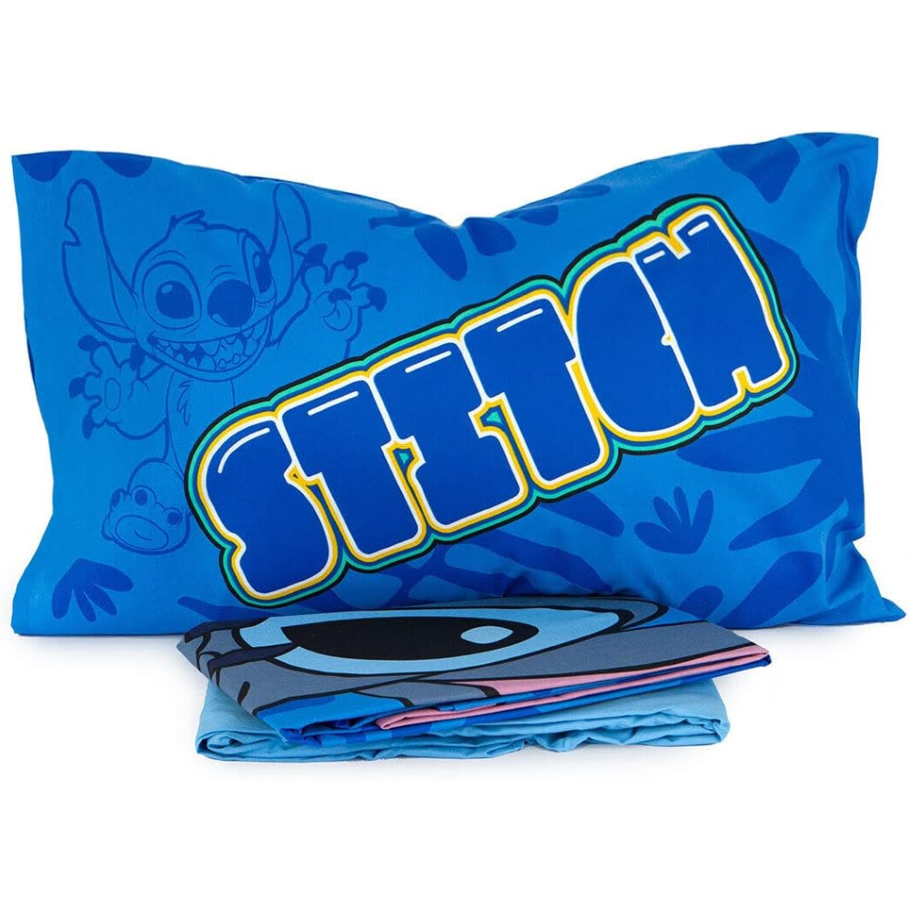 Completo Lenzuola Stitch DISNEY Sottolenzuola Lenzuola Federa Letto Singolo - Sti0953