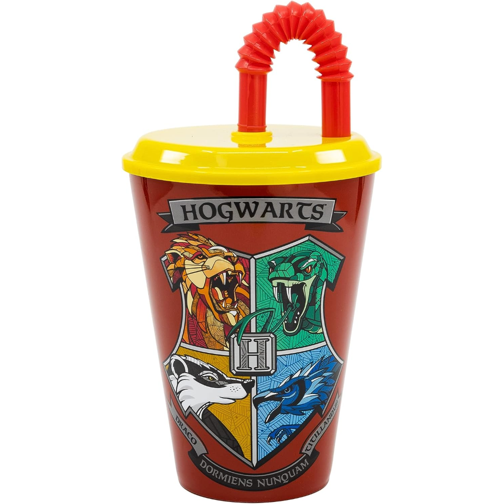 Set Bicchiere con Cannuccia e Portamerenda Harry Potter 2 Pezzi in Plastica Riutilizzabile Bpa Free