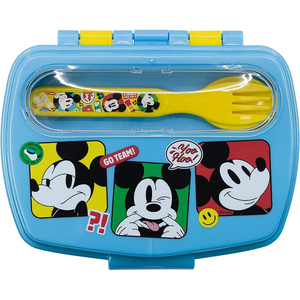 Portamerenda con Posate Topolino DISNEY Forchetta e Cucchiaio Contenitore Portapranzo - St74309