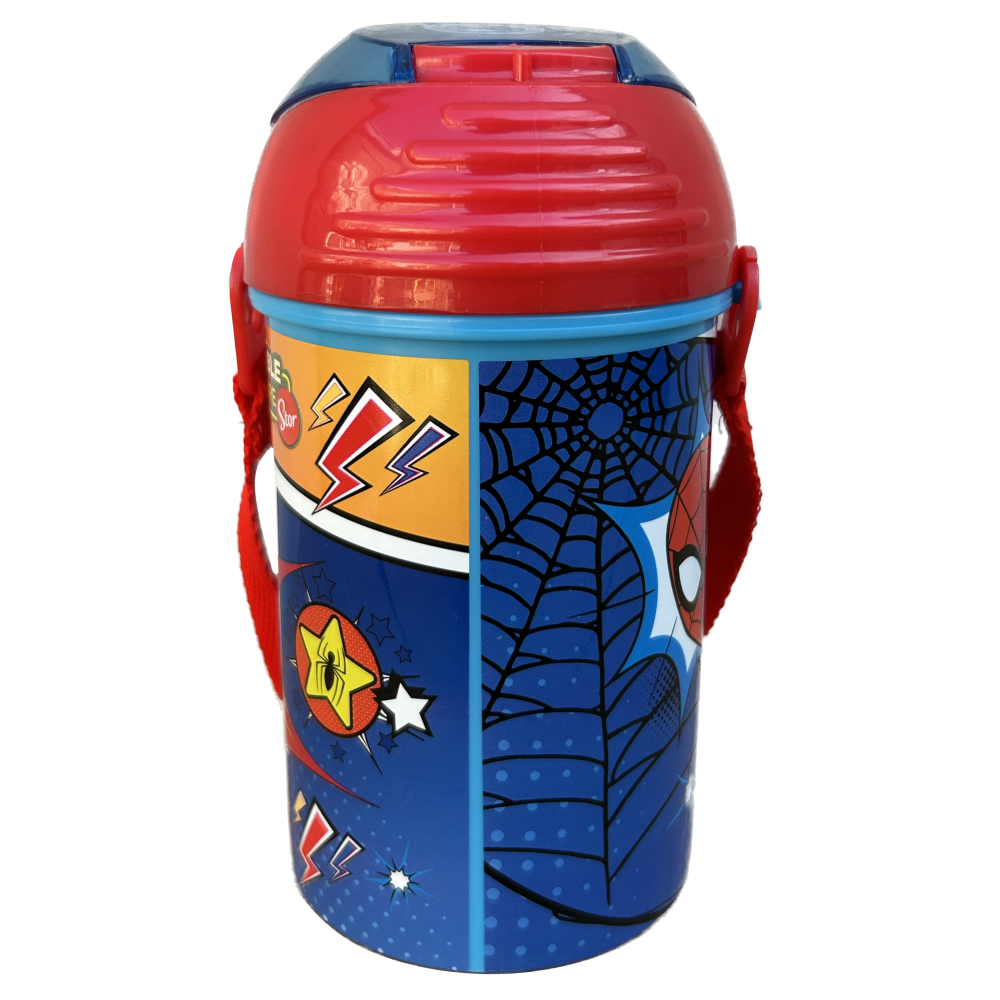 Borraccia Pop-Up Spiderman MARVEL Bottiglia in Plastica Riutilizzabile con Tracolla 450 Ml - St74769