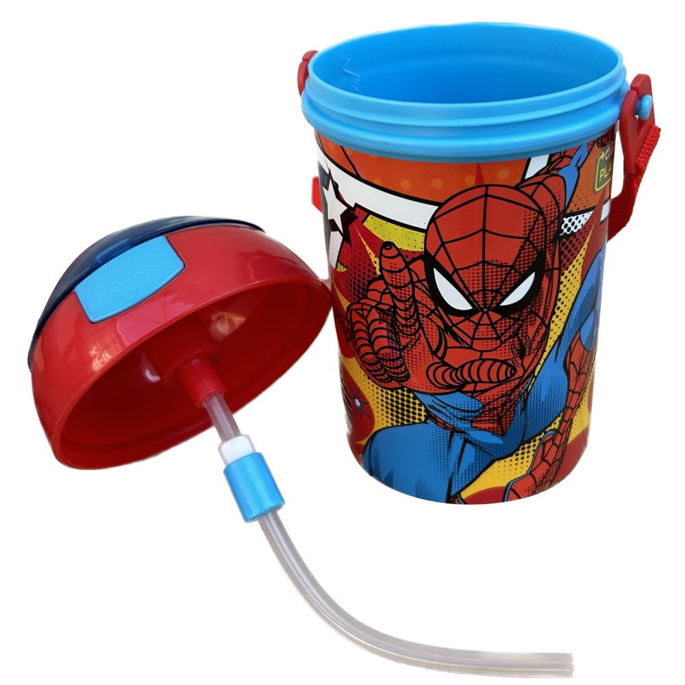 Borraccia Pop-Up Spiderman MARVEL Bottiglia in Plastica Riutilizzabile con Tracolla 450 Ml - St74769