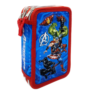 Astuccio Scuola 3d Avengers MARVEL Multiscomparto 3 Zip Portacolori Pennarelli Giotto - Av0832