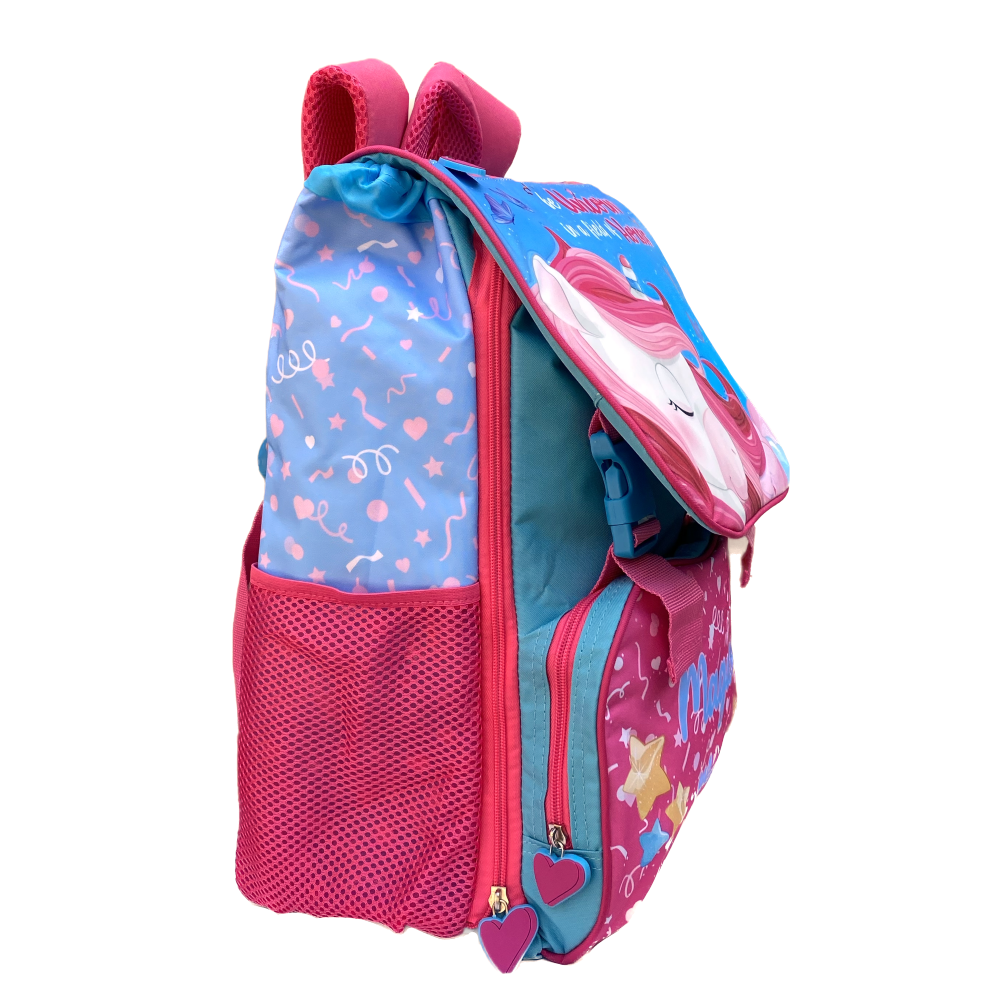 Zaino + Astuccio 3 Zip Unicorno Mia Estensibile Scuola Elementare Colori Giotto