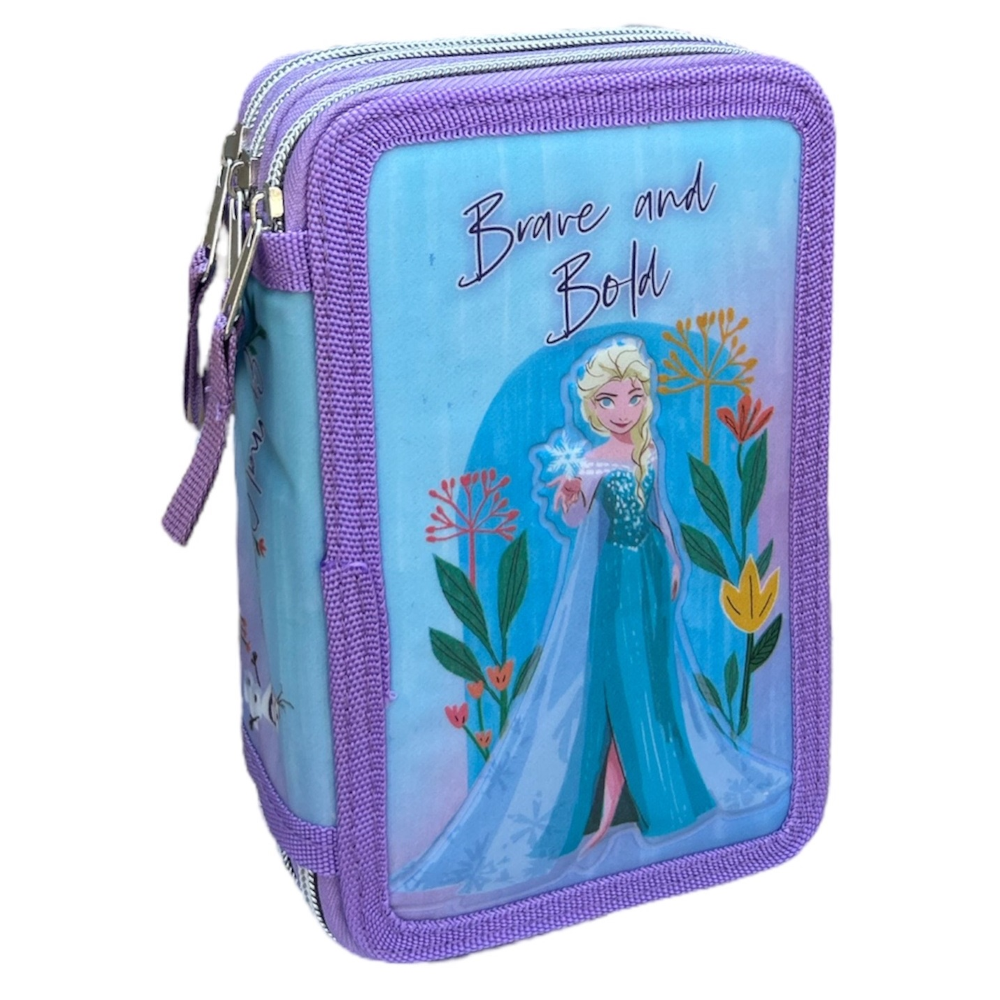 Astuccio Scuola 3d Frozen DISNEY Multiscomparto 3 Zip Portacolori Pennarelli Giotto - Fr0832