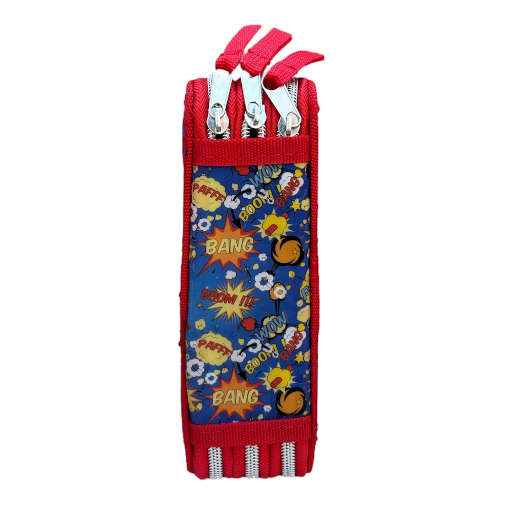 Astuccio Scuola 3d Masked Man Supereroe  Multiscomparto 3 Zip Portacolori Pennarelli Giotto - Hr0832